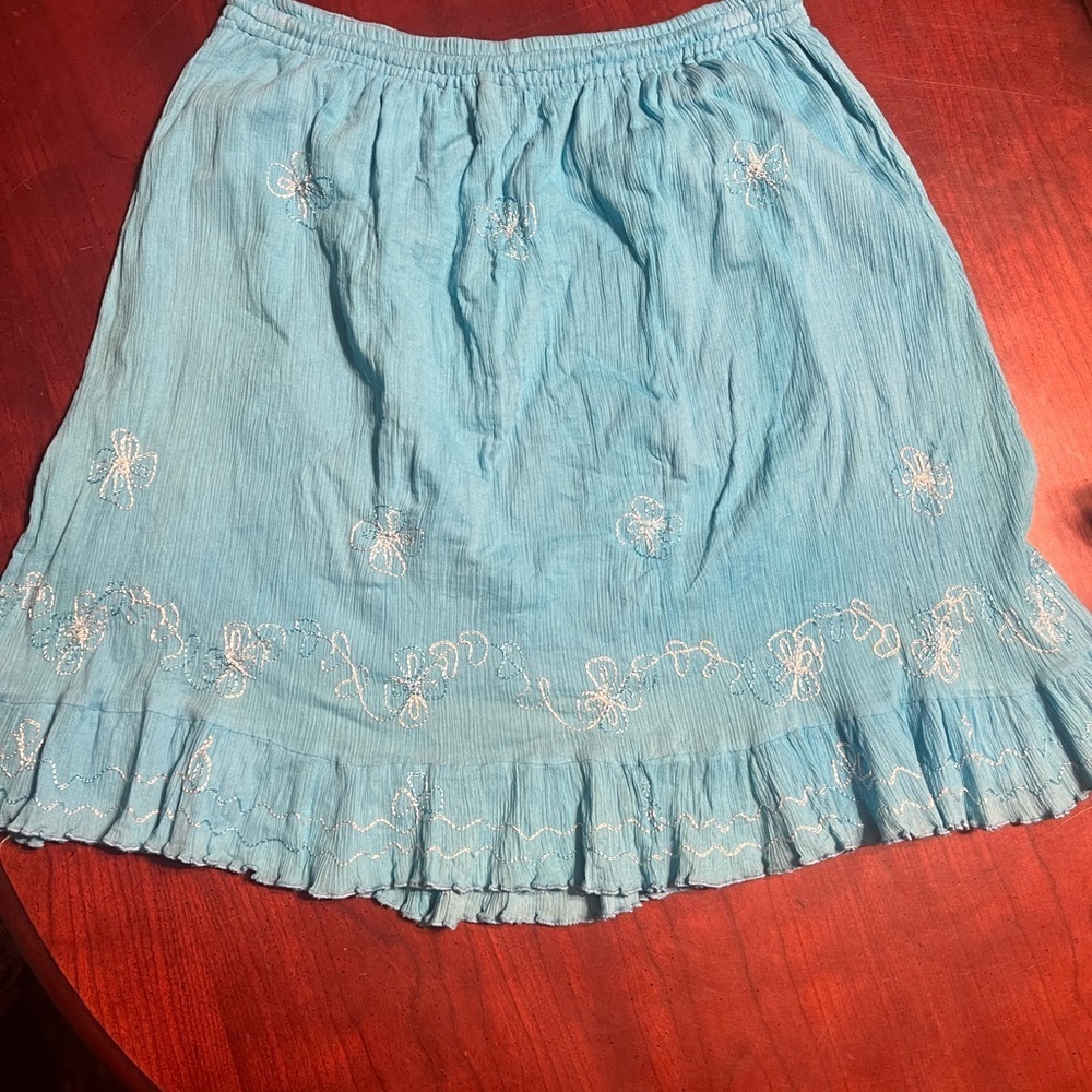 Sand And Sun Blue Peasant Skirt Large - Picture 2 of 6